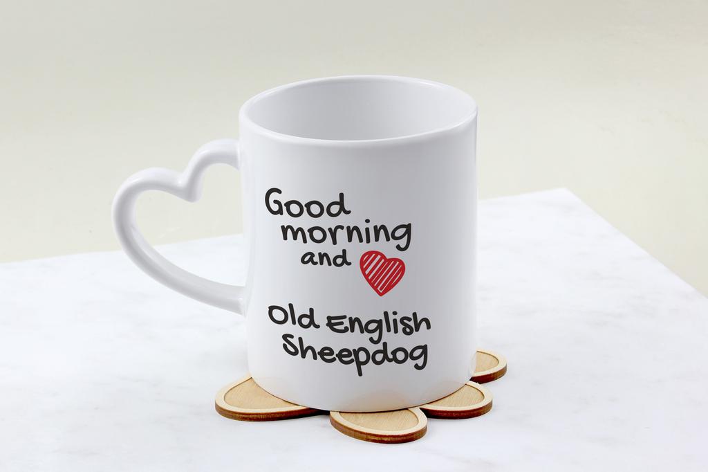 Old English Sheepdog - Cup with a Dog, Adorable Cup with a Heart-shaped Handle, Universal Gift from the Art-Dog Brand