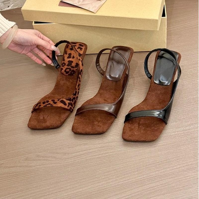 2025 New Summer Women's Low Heel Sandals Fashion Narrow Band Open Toe Shoes Ladies Evening Dancing Party Shoes