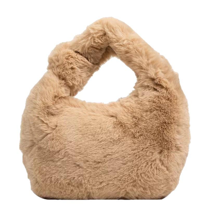 Versatile Fluffy Dumpling Bag: Faux Rex Rabbit Fur Furry Underarm Handbag