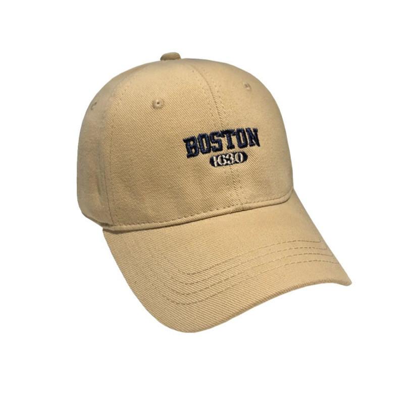 Boston Letter Embroidered Baseball Cap With Breathable Cotton For Casual Streetwear
