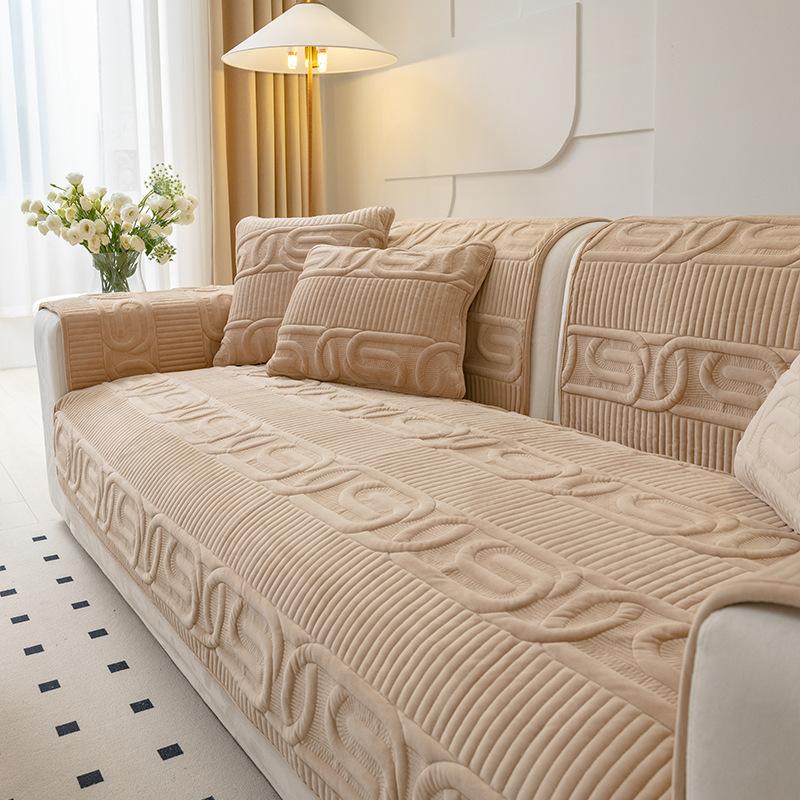 Cream Style Sofa Cushion Four Seasons Universal Non-Slip Light Luxury Cushion Plush Non-Slip All-Inclusive Sofa Cover