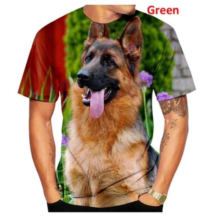 2024 Men Summer New Fashion Unisex Funny 3D Printed Dog T-shirt Cute German Shepherd 3D Printed T-shirt