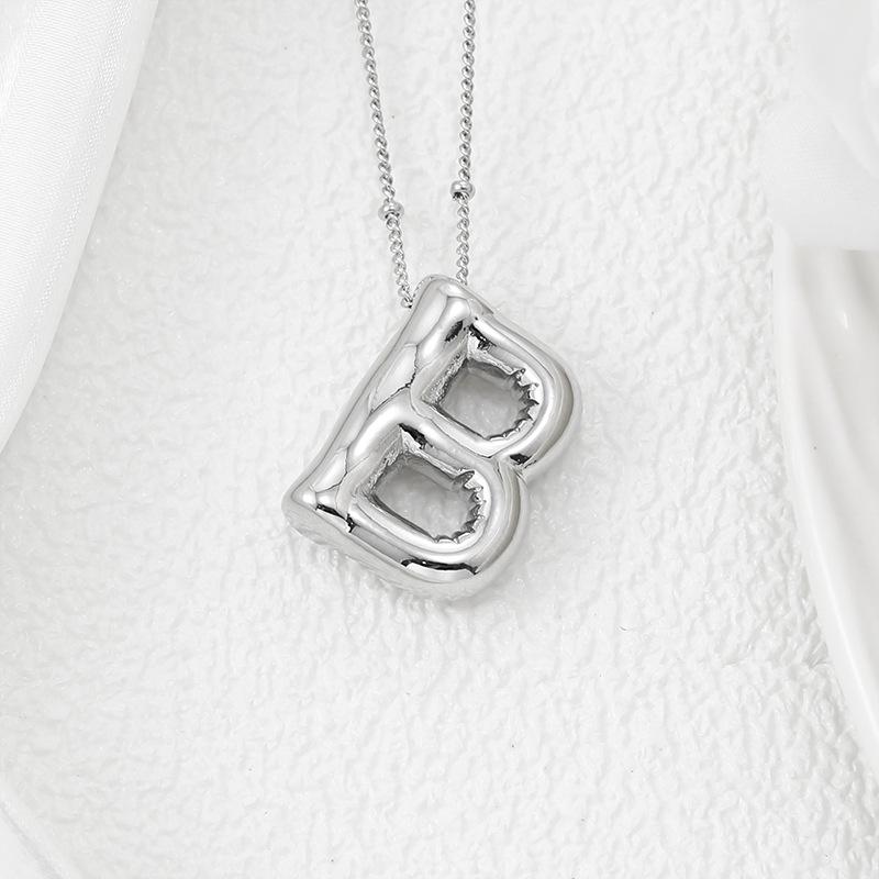 Smooth Chunky Bubble Initial letter Pendant Necklace Women Personality Jewelry Gold Balloon 26 Letter Necklaces