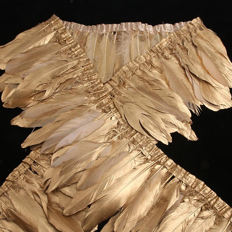 Golden Feather Goose Feather Cloth Edge Cloth Belt Diy Jewelry Accessories Home Decoration Clothing Accessories About 2 Meters 1 Piece