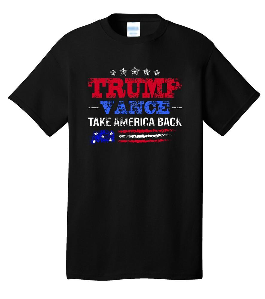 TRUMP VANCE Distressed Take America Back Black Tee T-Shirt MAGA 2024 Election Unisex T-Shirt S