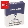 Sailor Fountain Pen Dye-Based Ink Cartridges, Black, 13-0404-120