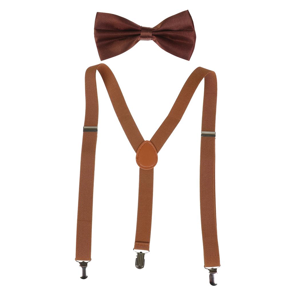 Ensemble classique de bretelles et nœud papillon, bretelles élastiques réglables en Y de 2,5 cm de large avec 3 clips, nœud papillon tissé pré-noué de 12 cm, taille unique pour hommes et femmes