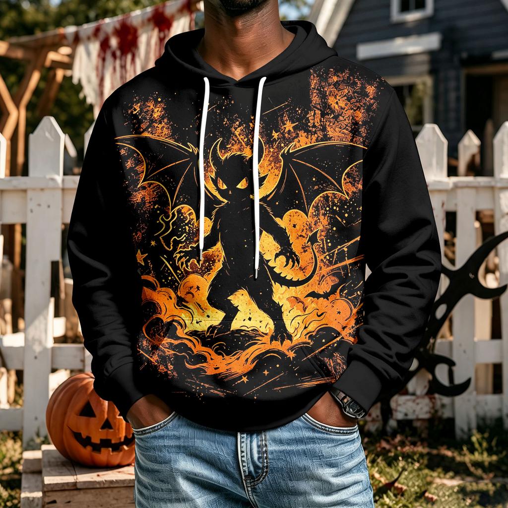 Men's Halloween Hoodie with Pockets - Comfortable Pullover Sweatshirt for Casual Sports and Outdoor Activities