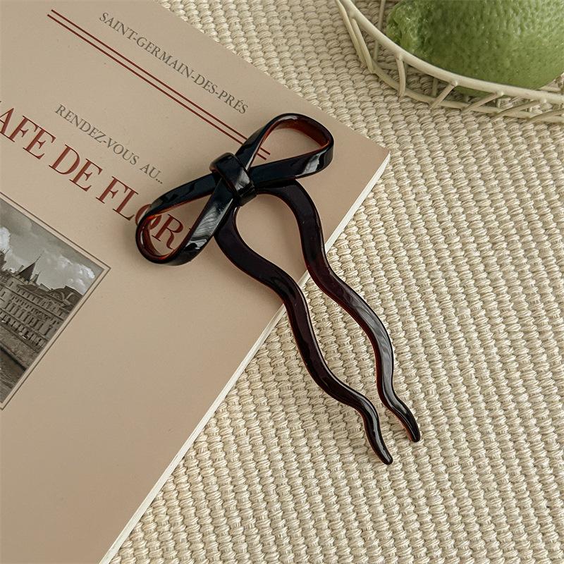 

2024 Женская балетная заколка для волос с бантом - Милая U-образная шпилька для пучка