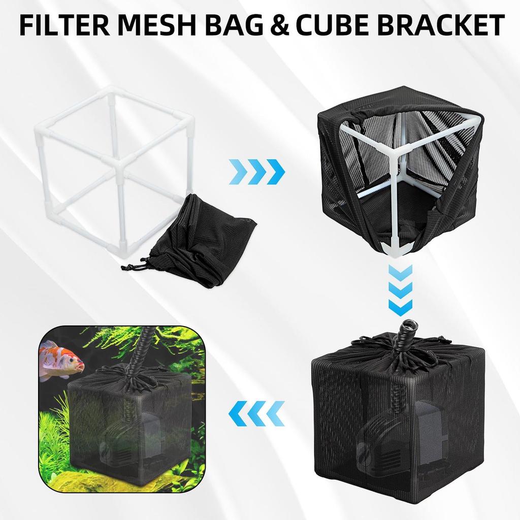 Pond Filter Bag Anti Clogging Mesh Water Pump Barrier Bag Outdoor Pond Pump Filter Basket for Waterfalls Fountains
