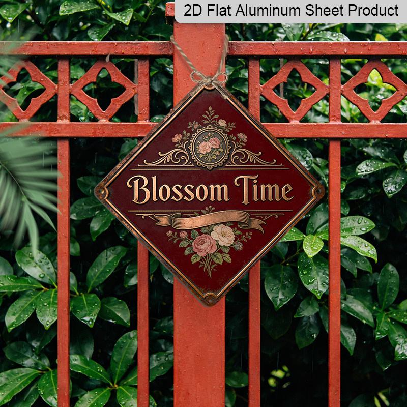 2D Flat, 1pc, Blooming Time Theme, Decorative Gift for Gardening Lovers, Vintage Metal Aluminum Sign, Suitable for Garden, Greenhouse, Balcony