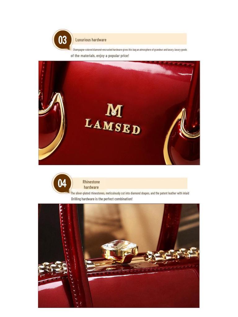 Patent Leather Mom's Handbag: Fashionable Genuine Leather Crossbody Shoulder Bag