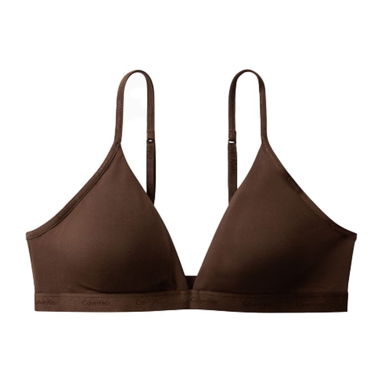 Calvin Klein Solid Removable Thin Padded Triangle Soft Cup Bra Women underwear Dark-Brown QF6758-RX2 M