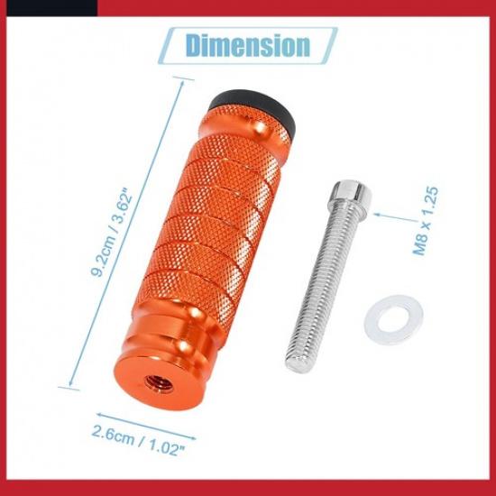 Universal Orange Motorcycle Motorbike Pegs Footrests Pedal M8x1.25 Pack of 2
