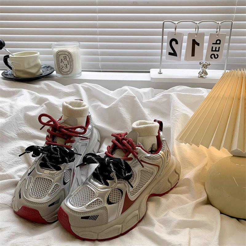 Korean Version of Platform Dad Shoes Autumn 2025 New Versatile Chic Shoes Lightweight Mesh Shoes Breathable Casual Sports