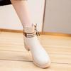Damen Stiefeletten mit Blockabsatz - Weiches Leder im koreanischen Stil, Herbst/Winter 2025 Kollektion, Vielseitig und Figurformend für Kleider.