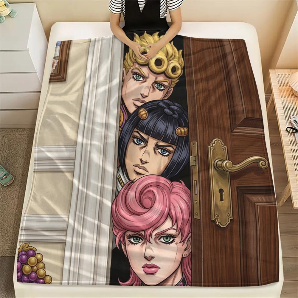 1PC Jojos Bizarre Adventure Patterned Flannel Blanket Suitable For All Seasons For Home Decor Warmth And Comfort Gifts Holiday Present