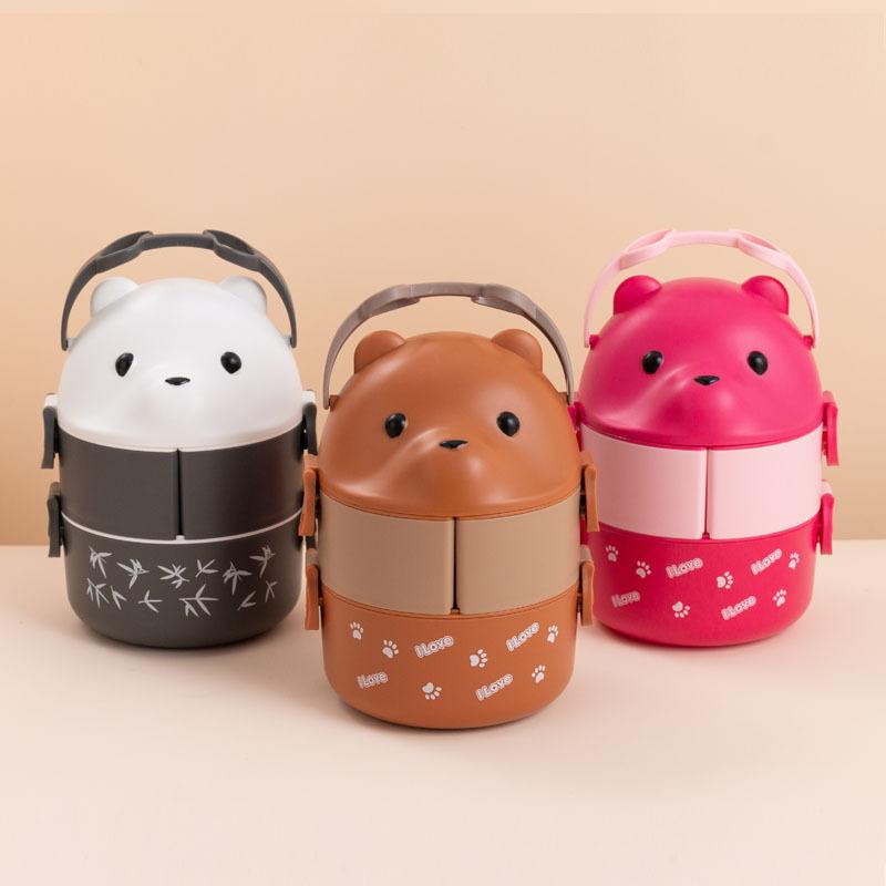 Gläser Bär Doppelschichtige Tragbare Lunchbox, Durch Schichten Getrennt, Büroangestellten Bento-Box, Studenten Lunchbox, Großes Fassungsvermögen