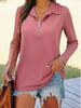 2025 Women's Cross-border Autumn/Winter Knit Zip-Up Turn-down Collar Long Sleeve Casual Top