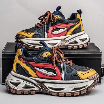 Autumn and Winter Thick-soled Heightening Dad Shoes Student Tide Leisure Sports Running Shoes Low-top Leather Surface