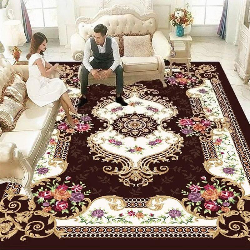 European Style Home Decoration Luxury Carpet for Living Room Floral Pattern Sofa Table Mat Antiskid Home Entrance Rug Easy Clean
