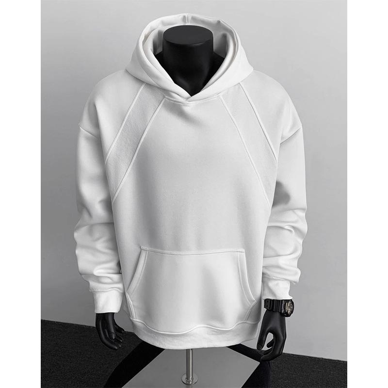 

Men s Grey Hemp Patchwork Hoodie - Trendy Autumn Casual Fashion 3XL