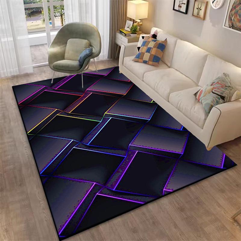 3D Abstract Mirror Geometric Illusion Area Rug Carpet for Home for Living Room Bedroom Sofa Decor Kids Play Non-slip Floor Mat
