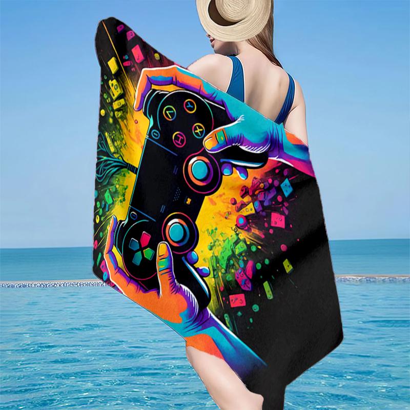 Buntes Gaming-Abenteuer Strandtuch, Superweiche Mikrofaser, Geschenk für Sie/Ihn, Geburtstag, für Pool, Strand, Reisen, Heimdekoration Fan-Geschenke