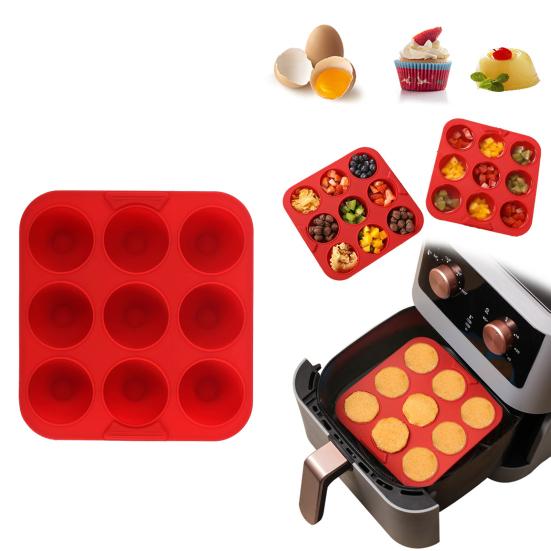 9-hulls silikonkakeform Matkvalitets firkantet bakeform for kaker, iskrem, gelé Slipplett Høy temperaturbestandig DIY bakeverktøy