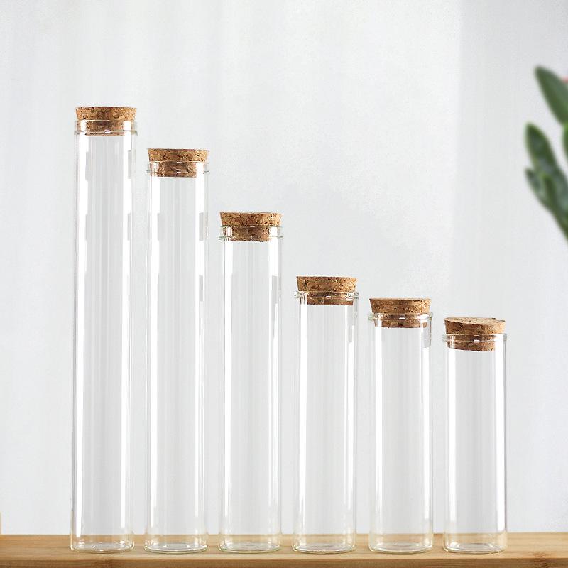 In Stock: 30 Straight-Opening Cork Stopper Glass Bottles - Rose Flower, Candy, and Agarwood Test Tube Packaging