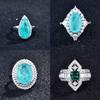 Open Ring Women Micro Paved Full Diamond High Carbon Pear Shaped Imitation Paraiba Ring