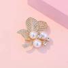 Elegant Floral Pearls And Crystal Rhinestones Brooch For Women Alloy Jewelry Accessory For Formal Event