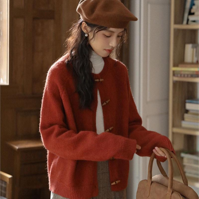 Johnature Japanese Antique Retro Lazy Style Horn Button Soft Glut Women Casual Loose Simple All Match Coats