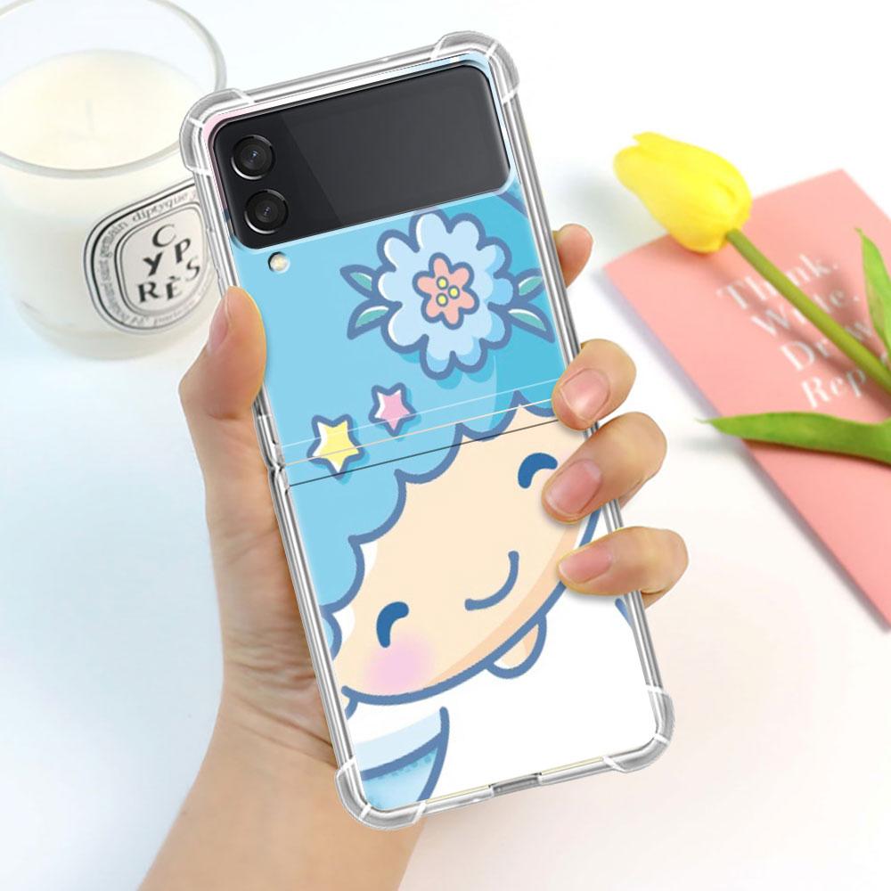 

Роскошный чехол для Samsung Galaxy Z Flip 3 4 5G Funda Z Flip3 Clear PC Hard Противоударный чехол для телефона Shell LittleTwinStars Cute Samsung Z Flip 5G