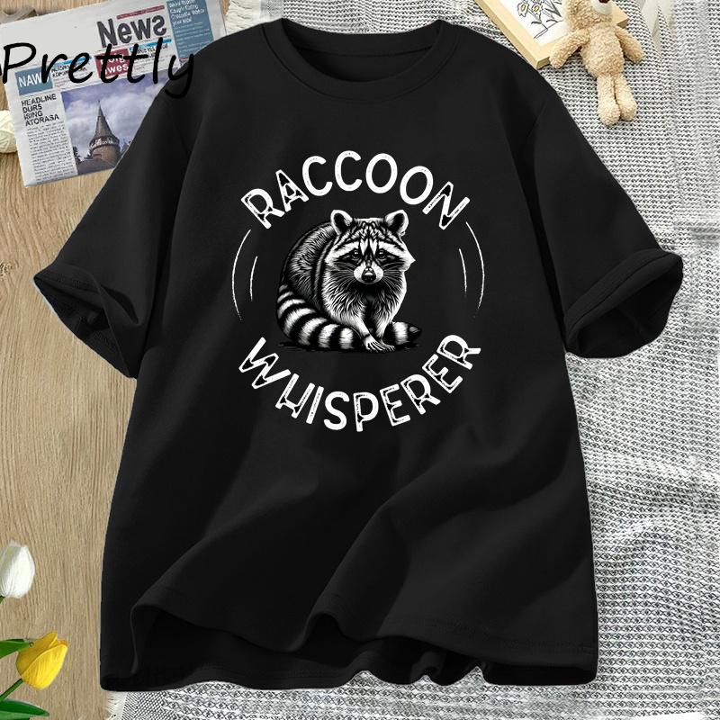Funny Animal Lover T Shirt Raccoon Whisperer Wildlife TShirt Casual Oneck Round Collar ShortSleeve Couple White Top Tees