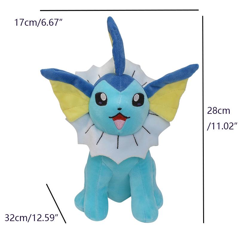 25cm Medium Eevee Plush Doll - 9 Designs with Tag: Fairy, Fire, Water, Ice, Sun, Sitting Open-Mouth