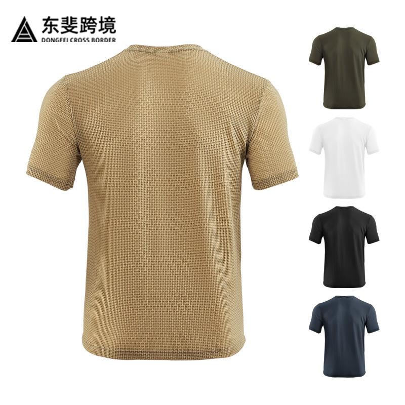 European size men's clothing TK summer thin sports and leisure loose breathable quick-drying seersucker men's short-sleeved T-shirt