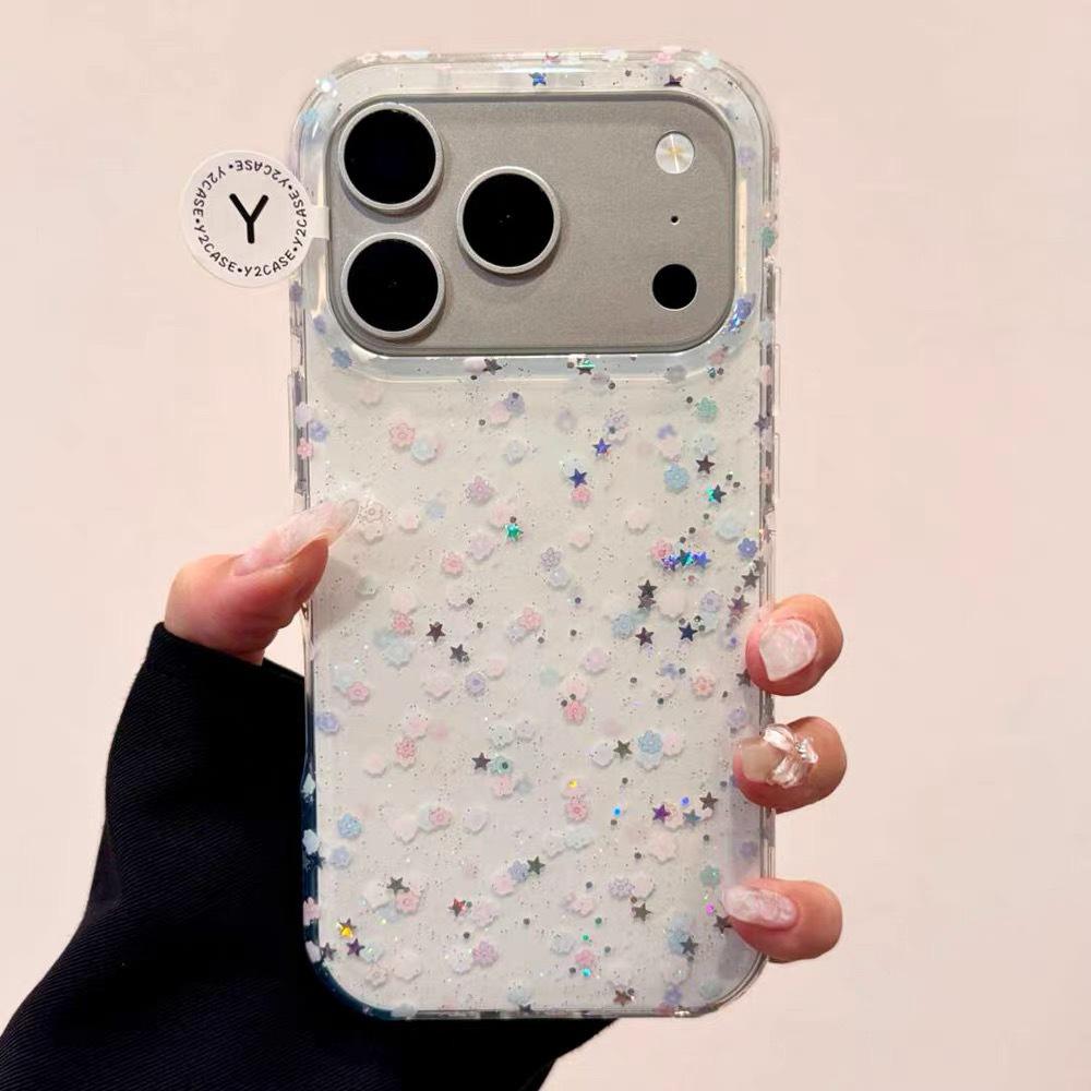 

Floral Star Clear Silicone Phone Case for Apple 17 Pro Max/16/13 - Drop-proof Ins Style Girly iPhone 15 Pro Max