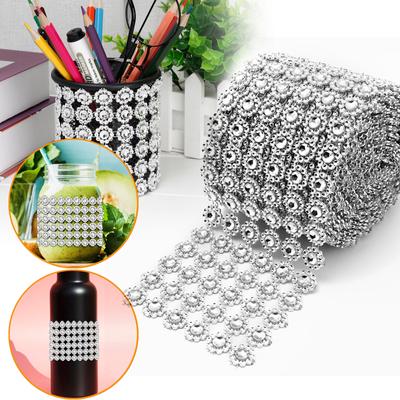  Diamond Flower Shape  5 Yard Mesh Wrap Roll Rhinestone Crystal Ribbon