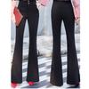 OL Office Workwear Summer High Waist Women's Split Up Capris Suit Pants for Women Skinny Flare Pants Woman Trousers Black