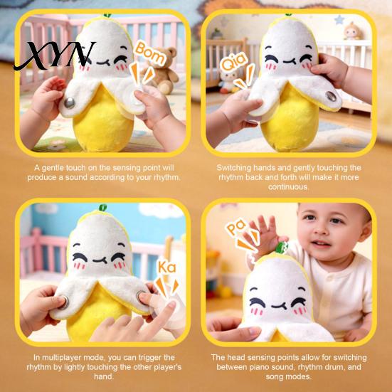 Music Melody Plush Interactive Toy for Kids, Banana Fruit Induction Toy, Musical Carrot Stuffed Animal Sensory Animal, Dual Mode Rhythm Game,