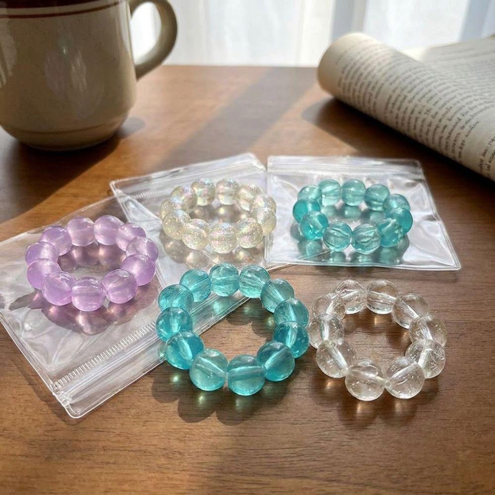 3PCS Elastic Crystal Bead Squeeze Bracelet Sensory TPR Soft Stress Wristband Hand Relax Stretch Fidget Bracelet Birthday Gift