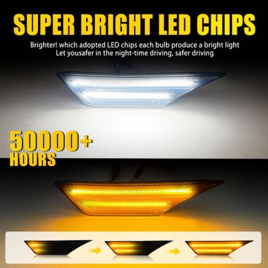 2x For 2016 17- Honda Civic Sequential LED Side Marker Lights Amber White EA