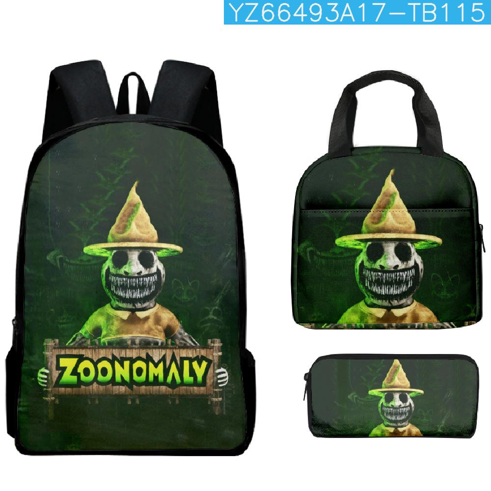 Cartoon Popular Funny Novelty Zoonomaly 3D Print 3pcs/Set Student School Bags Laptop Daypack Backpack Lunch bag Pencil Case