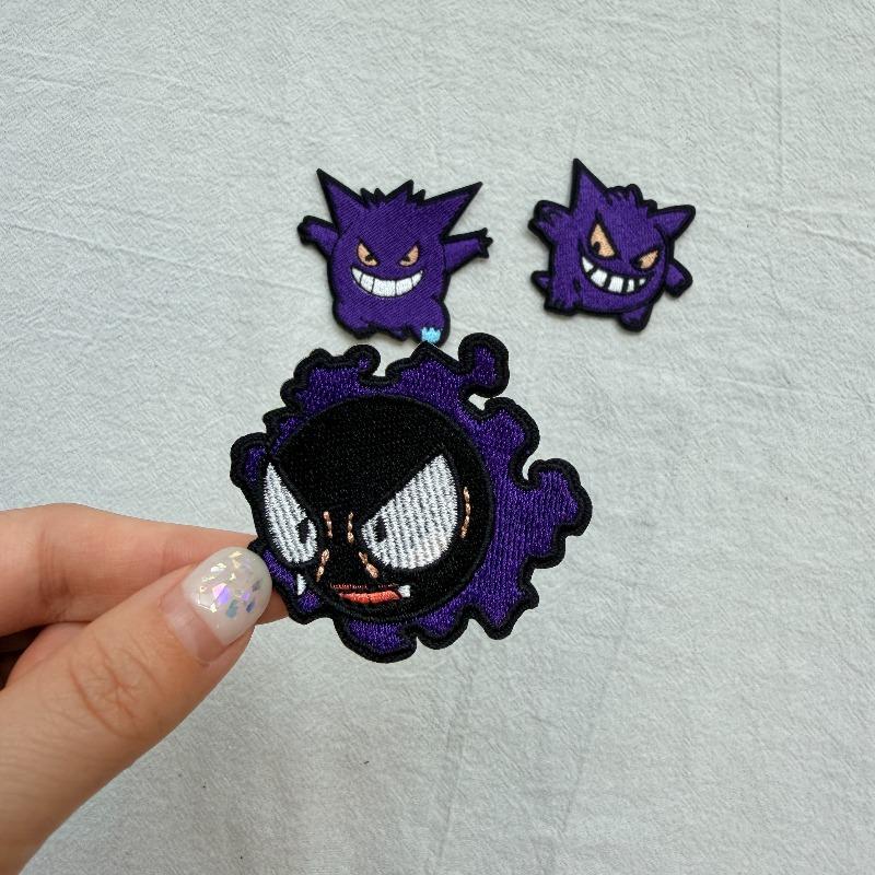 Gastly Haunter Gengar Embroidery Patchpocket Monster Fabric Applique Anime Diy Toy Decor Patch For Jeans Jacket Backpack
