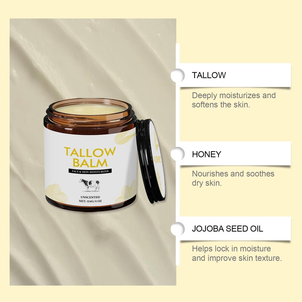 Tallow Cream Cowfat Face Cream Nourishes And Tender Skin, Repairs And Soothe The Face, Moisturize And Tighten The Skin  114g