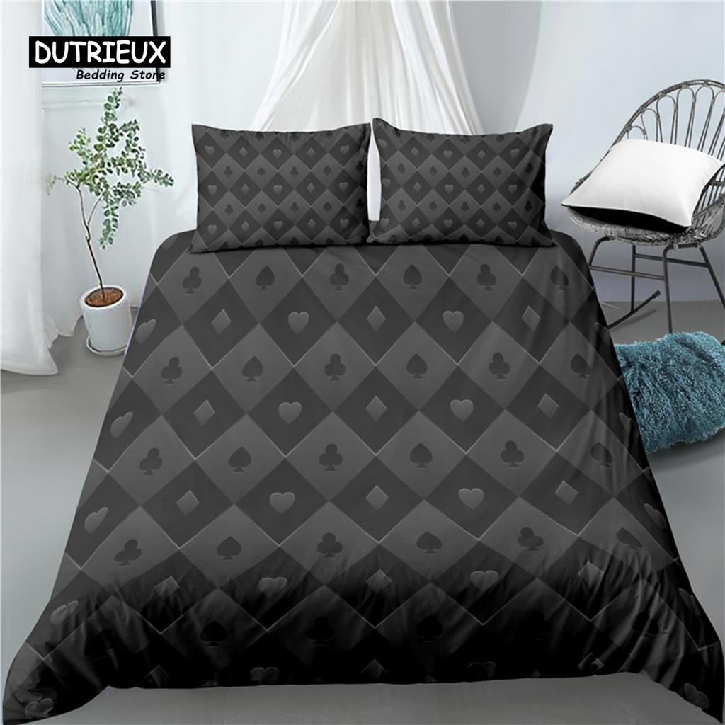 Home Living Luxury 3D Poker Print 2/3Pcs Comfortable Duvet Cover PillowCase Bedding Sets Queen and King AU/EU/US Size