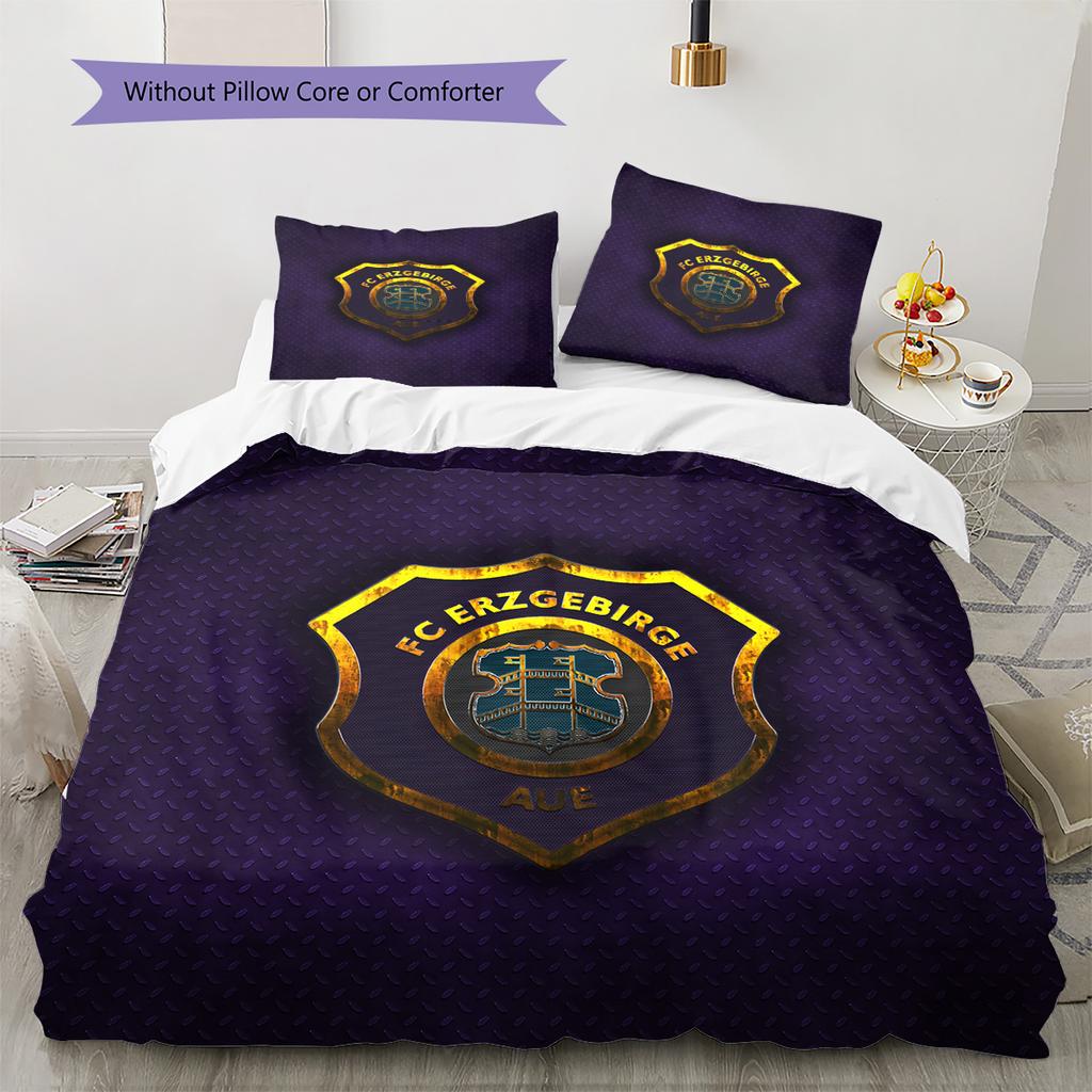FC Erzgebirge Aue Pattern Bedding Quilt Set Home Decoration Gift (1 * Duvet Cover + 2 * Pillowcase Without Core)