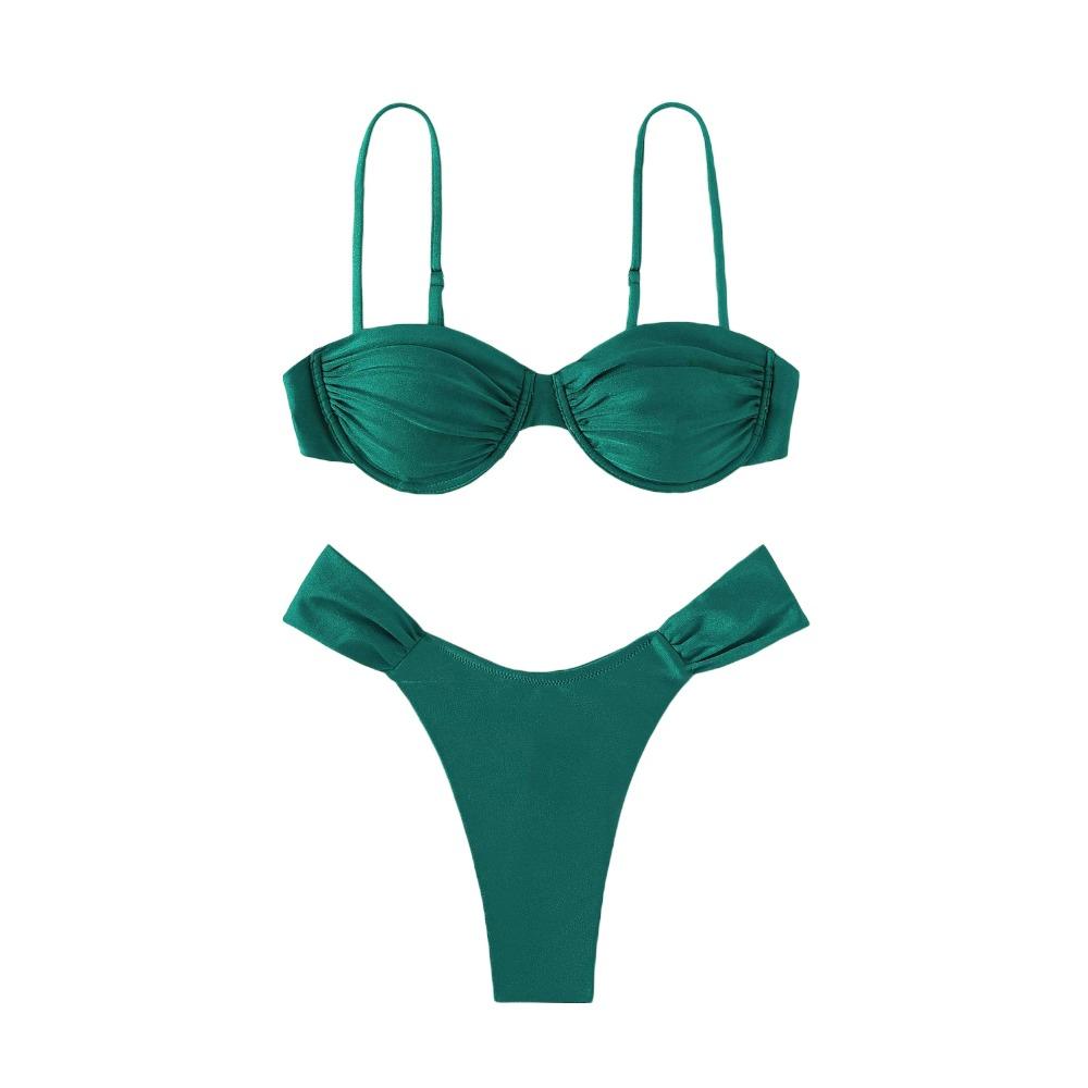 Sexy Women Push-up Padded Bra Bikini Set Pleated Swimsuit Swimwear Swimming Beach Bathing Costume Bikini Set