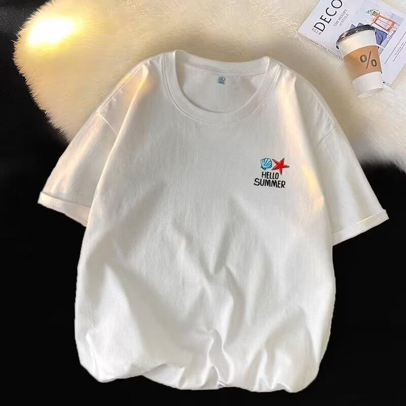 Men'S Trendy Letter Round Neck Printed Short Sleeved T-Shirt For Summer Ins Loose Casual Top